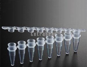 EX-P-02X8-F 0.2ml PCR 8-Strip Tubes with Flat Cap (Case), Clear