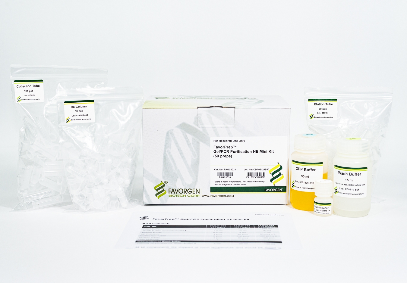 FAGC1033 FavorPrep™ Gel/PCR Purification HE Mini Kit (50 preps)