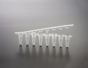 EX-P-01X8-F 0.1ml PCR 8-Strip Tubes with Flat cap (Case), Clear